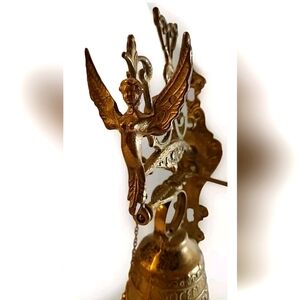 Vintage Brass Ornate Door Knocker & Bell  W/ Vocem-Meam Audi  Qui-Me-Tangit